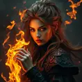 Alluring highly detailed matte portrait of a beautiful fire sorceress in the style of Stefan Kostic, 8k, High Definition, Highly Detailed, Intricate, Half Body, Realistic, Sharp Focus, Fantasy, Elegant