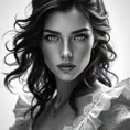 Alluring black and white matte portrait of a beautiful Yennefer with a white background in a white dress, 8k, Highly Detailed, Intricate, Half Body, Realistic, Sharp Focus, Volumetric Lighting, Fantasy, Elegant by Stanley Artgerm Lau