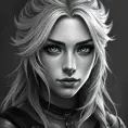 Black & White portrait of Ciri, Highly Detailed, Intricate, Artstation, Beautiful, Digital Painting, Sharp Focus, Concept Art, Elegant