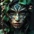 Closeup matte portrait of a tattooed Poison Ivy, symmetrical face, 8k, Highly Detailed, Intricate, Artstation, Sharp Focus, Volumetric Lighting, Concept Art by Stanley Artgerm Lau, Greg Rutkowski