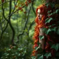 An alluring beautiful red headed Poison Ivy in a magical forest, Intricate, Full Body, Photo Realistic