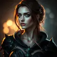 Alluring portrait of a beautiful Morgana from League of Legends in Black, Highly Detailed, Half Body, Bokeh effect, Photo Realistic by Stefan Kostic