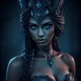 Matte portrait of the beautiful Nidalee in dark blue, 8k, Highly Detailed, Intricate, Realistic, Sharp Focus, Volumetric Lighting, Fantasy, Elegant by Stanley Artgerm Lau, WLOP, Stefan Kostic