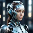 Alluring highly detailed matte portrait of a beautiful cyborg in the style of Stefan Kostic, 8k, High Definition, Highly Detailed, Intricate, Half Body, Realistic, Sharp Focus, Fantasy, Elegant