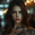 Matte portrait of a beautiful Alexandra Daddario with tattoos, 8k, Highly Detailed, Alluring, Artstation, Bokeh effect, Sharp Focus, Volumetric Lighting, Concept Art by Stanley Artgerm Lau, Greg Rutkowski