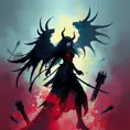 Silhouette of Irelia emerging from the fog of war, ink splash, Highly Detailed, Vibrant Colors, Ink Art, Fantasy, Dark by Stanley Artgerm Lau