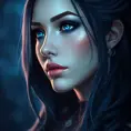 Alluring portrait of a beautiful Vayne from League of Legends in Blue, Highly Detailed, Half Body, Bokeh effect, Photo Realistic by Stefan Kostic