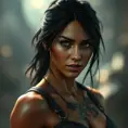 Matte portrait of beautiful Lara Croft with tattoos, 8k, Highly Detailed, Alluring, Artstation, Bokeh effect, Sharp Focus, Volumetric Lighting, Concept Art by Stanley Artgerm Lau, Greg Rutkowski