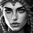 Black & White portrait of Kassandra, Highly Detailed, Intricate, Artstation, Beautiful, Digital Painting, Sharp Focus, Concept Art, Elegant