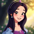 A matte portrait of a happy disney princess, Sharp Focus, Anime, Cartoon