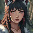 portrait of princess mononoke, 4k, 4k resolution, 8k, Hyper Detailed, Anime by Stanley Artgerm Lau