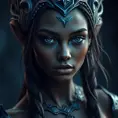 Matte portrait of the beautiful Nidalee in dark blue, 8k, Highly Detailed, Intricate, Realistic, Sharp Focus, Volumetric Lighting, Fantasy, Elegant by Stanley Artgerm Lau, WLOP, Stefan Kostic