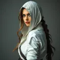 Alluring full body portrait of a beautiful Kassandra in white Assassin Creed style, 8k, Highly Detailed, Intricate, Photo Realistic, Sharp Focus, Volumetric Lighting, Fantasy, Elegant