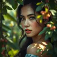 Portrait of a gorgeous female in foliage and the style of stefan kostic, 8k, High Definition, Digital Illustration, Bokeh effect, Photo Realistic, Sharp Focus by Stanley Artgerm Lau