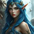 D&D concept art of gorgeous elven woman with blue hair in the style of Stefan Kostic, 8k, High Definition, Highly Detailed, Intricate, Half Body, Realistic, Sharp Focus, Fantasy, Elegant by Stanley Artgerm Lau, Luis Ricardo Falero