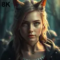 Beautiful girl in werewolf academy, 8k, Stunning, Digital Painting, Cinematic Lighting, Sharp Focus, Fantasy, Hyper Realistic