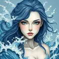 "magical ocean goddess", water, spray, waves, flowing hair, head and shoulders portrait, finely drawn eyes, 8k, Fantasy