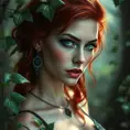 Alluring matte portrait of Poison Ivy in the style of Stefan Kostic, 8k, Highly Detailed, Intricate, Half Body, Matte Painting, Realistic, Sharp Focus, Fantasy by Greg Rutkowski