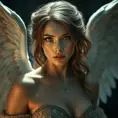 Alluring matte portrait of a beautiful Kassandra with wings, 8k, Highly Detailed, Intricate, Half Body, Realistic, Sharp Focus, Volumetric Lighting, Fantasy, Elegant by Stanley Artgerm Lau, Alphonse Mucha, WLOP