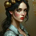 Steampunk portrait of Eva Green, Highly Detailed, Intricate, Artstation, Beautiful, Digital Painting, Sharp Focus, Concept Art, Elegant