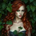 An alluring portrait of a beautiful red headed Poison Ivy, Intricate, Full Body, Photo Realistic