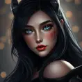 Alluring portrait of a beautiful Irelia from League of Legends in Black, Highly Detailed, Half Body, Bokeh effect, Photo Realistic by Stefan Kostic