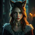 Beautiful girl in werewolf academy, Stunning, Digital Painting, Cinematic Lighting, Sharp Focus, Fantasy, Hyper Realistic