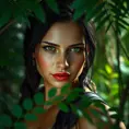 Matte portrait of the beautiful Lara Croft in a green jungle, 8k, Highly Detailed, Intricate, Realistic, Sharp Focus, Volumetric Lighting, Fantasy, Elegant by Stanley Artgerm Lau, WLOP, Stefan Kostic