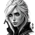 Black & White portrait of Ciri, Highly Detailed, Intricate, Artstation, Beautiful, Digital Painting, Sharp Focus, Concept Art, Elegant