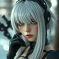 Alluring matte portrait of a beautiful 2B from Nier Automata, Highly Detailed, Full Body, Bokeh effect, Photo Realistic, Sharp Focus by Stefan Kostic