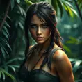 Alluring full body portrait of a beautiful Lara Croft in the jungle ready for another adventure, 8k, Highly Detailed, Intricate, Photo Realistic, Sharp Focus, Volumetric Lighting, Fantasy, Elegant