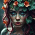 Closeup matte portrait of a tattooed Poison Ivy, 8k, Highly Detailed, Intricate, Artstation, Matte Painting, Sharp Focus, Concept Art by Stanley Artgerm Lau, Greg Rutkowski