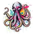 Octopus, Highly Detailed, Intricate, Color Splash, Ink Art, Fantasy, Dark