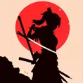 Silhouette of a samurai female assassin in the style of Fire watch, 8k, Dystopian, Trending on Artstation, Volumetric Lighting