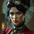 Steampunk portrait of Morena Baccarin, Highly Detailed, Intricate, Artstation, Beautiful, Digital Painting, Sharp Focus, Concept Art, Elegant