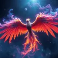 The Nebula Phoenix is a cosmic bird with wings that resemble swirling galaxies. Witness the physics of space and time as it flaps through the digital cosmos, Unreal Engine, Volumetric Lighting, Vibrant Colors