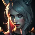 Alluring matte portrait of a beautiful Quinn from League of Legends, Highly Detailed, Half Body, Realistic, Sharp Focus, Volumetric Lighting by Stefan Kostic