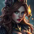 Alluring matte portrait of a beautiful Miss Fortune from League of Legends in the style of Stefan Kostic, 8k, High Definition, Highly Detailed, Intricate, Half Body, Realistic, Sharp Focus, Fantasy, Elegant