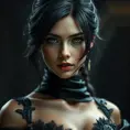 Alluring matte portrait of the beautiful Cassandra Cain in black, 8k, Highly Detailed, Intricate, Realistic, Sharp Focus, Volumetric Lighting, Fantasy, Elegant by Stanley Artgerm Lau, Alphonse Mucha, WLOP, Stefan Kostic