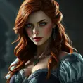 Alluring full body portrait of a beautiful Triss Merrigold in Witcher 3 style, 8k, Highly Detailed, Intricate, Photo Realistic, Sharp Focus, Volumetric Lighting, Fantasy, Elegant