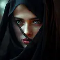 Alluring matte portrait of a beautiful veiled Kassandra wearing a black veil, 8k, Highly Detailed, Intricate, Half Body, Realistic, Sharp Focus, Volumetric Lighting, Fantasy, Elegant by Stanley Artgerm Lau, Alphonse Mucha, WLOP