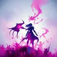 Silhouette of Irelia emerging from the fog of war, ink splash, Highly Detailed, Vibrant Colors, Ink Art, Fantasy, Dark by Stanley Artgerm Lau