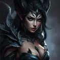 Alluring matte portrait of a fierce beautiful Vex from League of Legends, Highly Detailed, Intricate, Half Body, Realistic, Sharp Focus, Volumetric Lighting, Fantasy, Elegant by Stefan Kostic