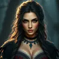 Alluring full body portrait of a beautiful Yennefer in Witcher 3 style, 8k, Highly Detailed, Intricate, Photo Realistic, Sharp Focus, Volumetric Lighting, Fantasy, Elegant