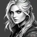 Black & White portrait of a beautiful Ciri from the Witcher 3, Highly Detailed, Beautiful, Elegant