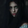 Alluring matte portrait of a beautiful veiled Yennefer wearing a black veil with long straight hair, 8k, Highly Detailed, Intricate, Half Body, Realistic, Sharp Focus, Volumetric Lighting, Fantasy, Elegant