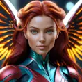 Alluring matte portrait of a beautiful red haired alien winged Sarah Kerrigan, 8k, Highly Detailed, Intricate, Half Body, Realistic, Sharp Focus, Volumetric Lighting, Fantasy, Elegant by Stanley Artgerm Lau, WLOP, Stefan Kostic