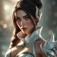 Alluring portrait of a beautiful Fiora from League of Legends in White, Highly Detailed, Half Body, Bokeh effect, Photo Realistic by Stefan Kostic