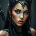 Alluring matte portrait of a beautiful Akali in black leather, 8k, Highly Detailed, Intricate, Half Body, Realistic, Sharp Focus, Volumetric Lighting, Fantasy, Elegant by Stanley Artgerm Lau, Alphonse Mucha, WLOP, Stefan Kostic