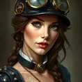 Steampunk portrait of Famke Janssen, Highly Detailed, Intricate, Artstation, Beautiful, Digital Painting, Sharp Focus, Concept Art, Elegant